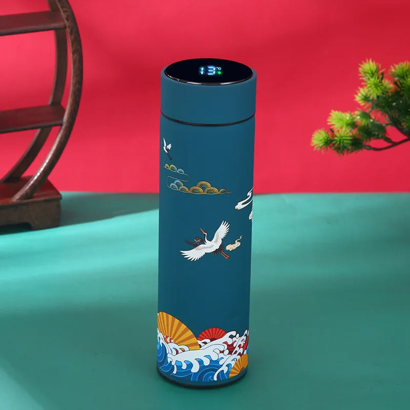 Bouteille Thermos Portable – Style Chinois avec Affichage de Température Intelligent & Filtre