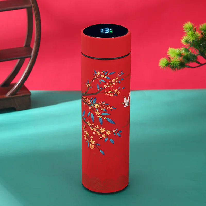 Bouteille Thermos Portable – Style Chinois avec Affichage de Température Intelligent & Filtre
