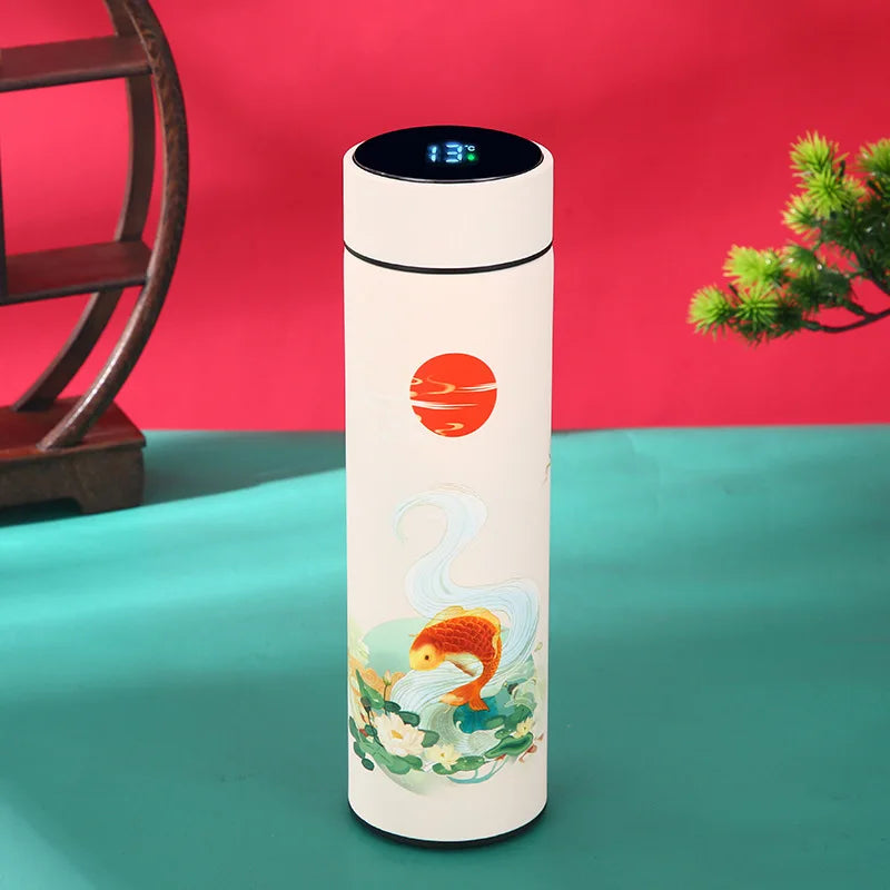 Bouteille Thermos Portable – Style Chinois avec Affichage de Température Intelligent & Filtre